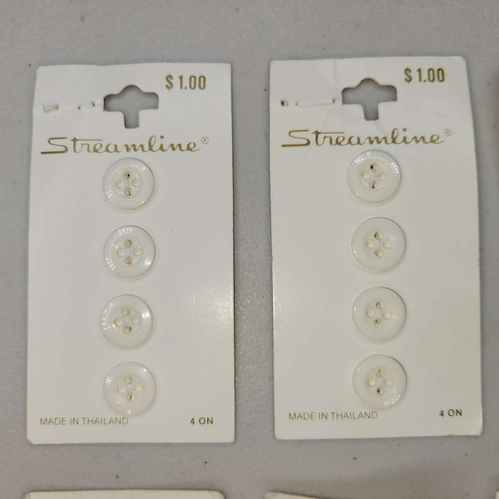 Vintage Streamline Buttons Lot 10 Cards ~ Navy White Aqua Brown Peach - Picture 3 of 8